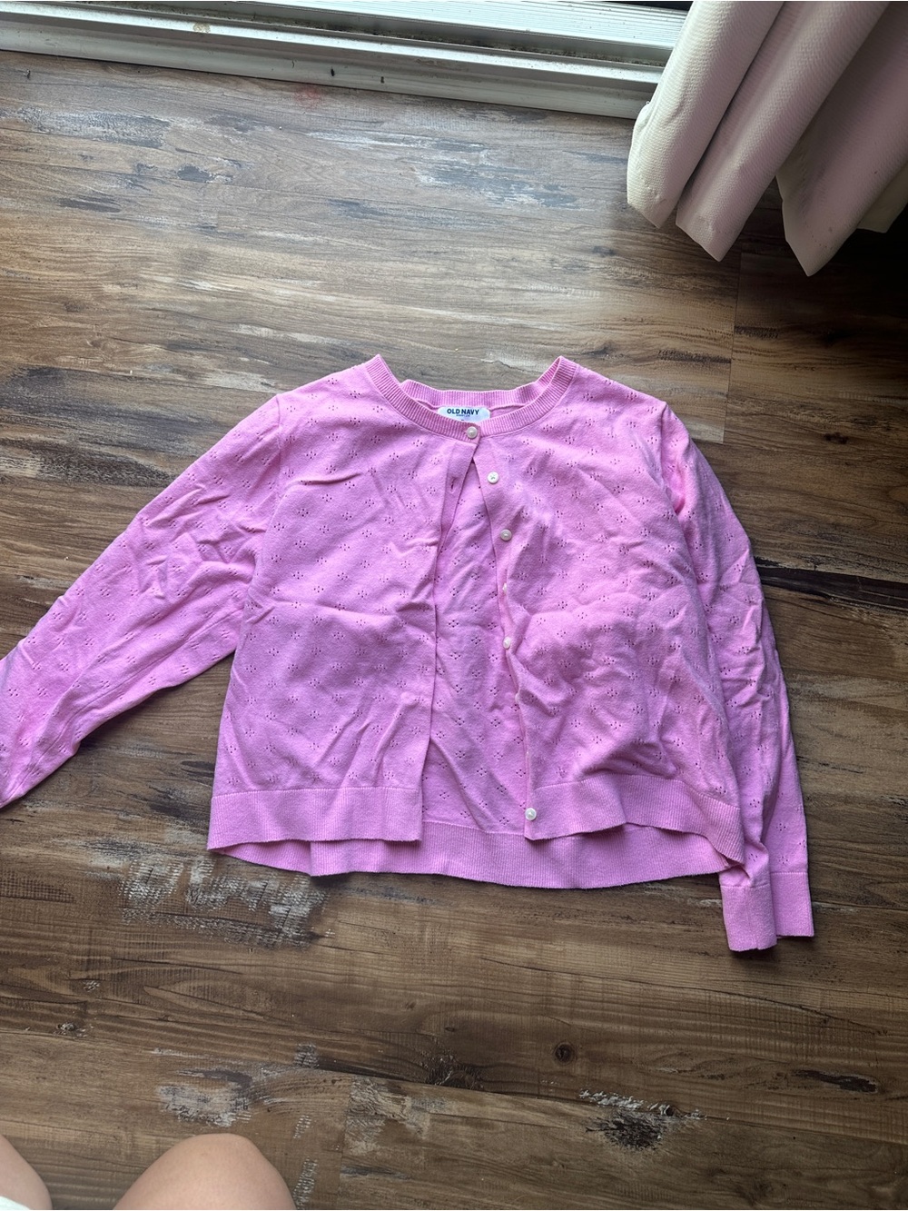 Old Navy Pink Eyelet Knit Cardigan